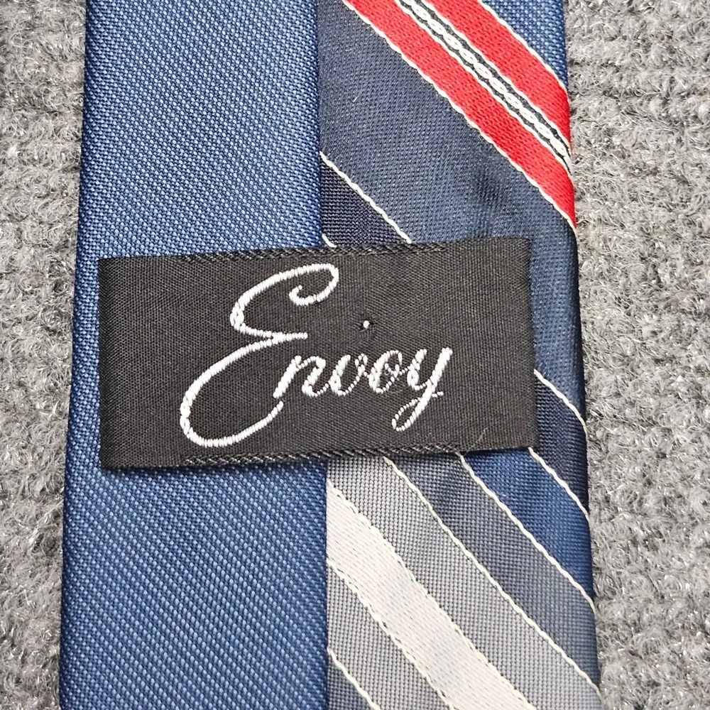 Striped Tie Blue Gray‎ Red Diagonal Pattern Classic Business Neckwear Enjoy